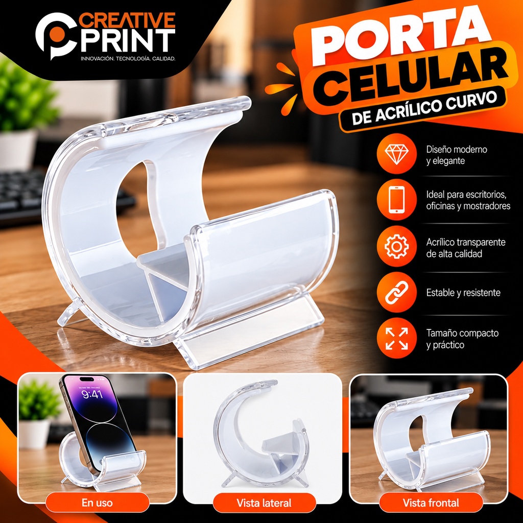 Porta Celular Acrilico Curvo